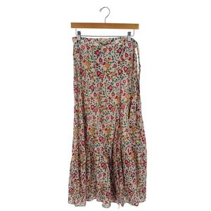 Urban Outfitters Floral Midi Wrap Skirt - Beige with Pink, Yellow & Green